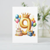 Gouden 9e verjaardag informatiekaartje (Staand voorkant)