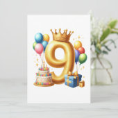 Gouden 9e verjaardag kaart (Staand voorkant)