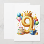 Gouden 9e verjaardag kaart (Voorkant / Achterkant)