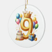 Gouden 9e verjaardag keramisch ornament (Links)
