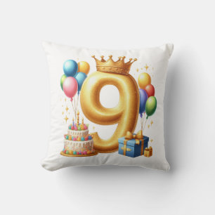 Gouden 9e verjaardag kussen