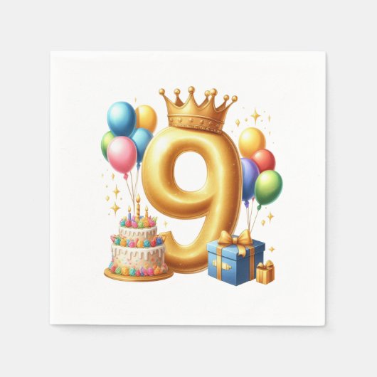 Gouden 9e verjaardag servet (Voorkant)