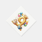 Gouden 9e verjaardag servet (Hoek)