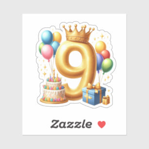 Gouden 9e verjaardag sticker