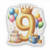 Gouden 9e verjaardag sticker (Voorkant)