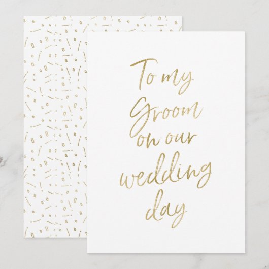 Gouden "Aan mijn bruidegom op onze trouwdag" Kaart (Voorkant / Achterkant)