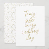 Gouden "Aan mijn zus op mijn trouwdag" Kaart (Voorkant / Achterkant)