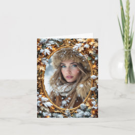 Gouden Aangepaste Afbeelding Winter Frame Kaart