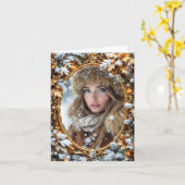 Gouden Aangepaste Afbeelding Winter Frame Kaart (Gele Bloem)