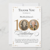 Gouden aangepaste foto 100e verjaardag dank u kaar kaart (Voorkant)