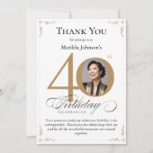 Gouden aangepaste foto 40e verjaardag dank u kaart (Voorkant)