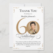 Gouden aangepaste foto 60e verjaardag dank u kaart (Voorkant)
