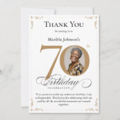 Gouden aangepaste foto 70e verjaardag dank u kaart (Voorkant)