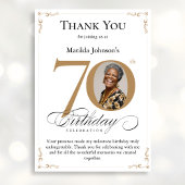Gouden aangepaste foto 70e verjaardag dank u kaart