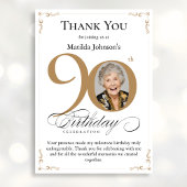 Gouden aangepaste foto 90e verjaardag dank u kaart