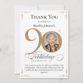 Gouden aangepaste foto 90e verjaardag dank u kaart (Voorkant)