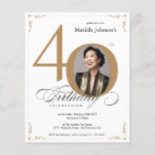 Gouden aangepaste foto budget 40e verjaardag uitno (Voorkant)