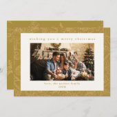Gouden Aangepaste Foto Kerstvakantie Kaart (Voorkant / Achterkant)