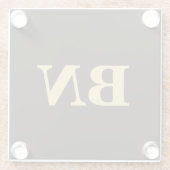 Gouden aangepaste initialen minimalistisch bruin glazen onderzetter (Achterkant)