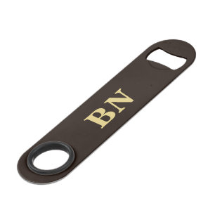 Gouden aangepaste initialen minimalistisch bruin speed flessenopener