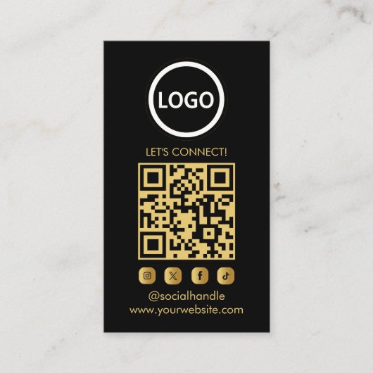 Gouden aangepaste Kaarten Modern, Social Media QR Visitekaartje (Voorkant)