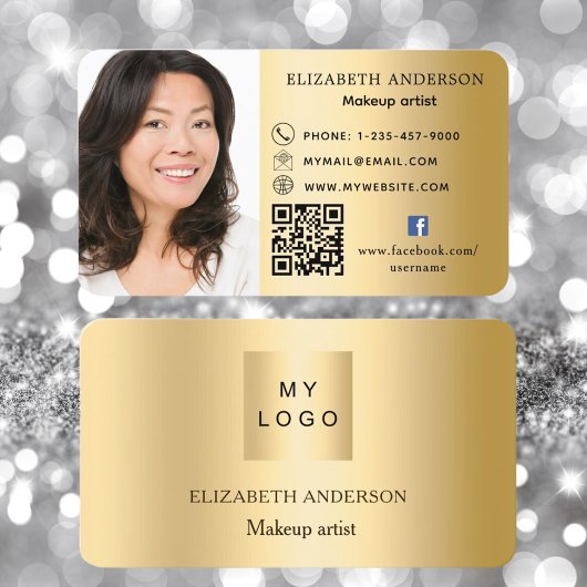 Gouden aangepaste logo foto Qr code social media Visitekaartje