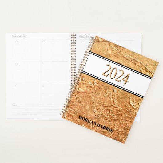 Gouden aangepaste naam 2024 planner (Display)