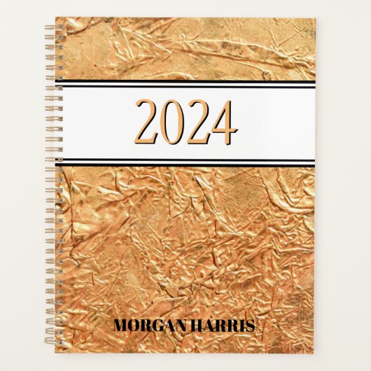 Gouden aangepaste naam 2024 planner (Voorkant)
