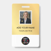Gouden aangepaste personeelsfoto ID-badge streepje Badge (Voorzijde)