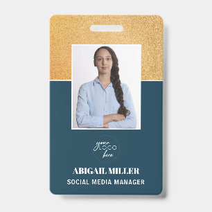 Gouden aangepaste personeelsfoto naam & logo ID-ba Badge