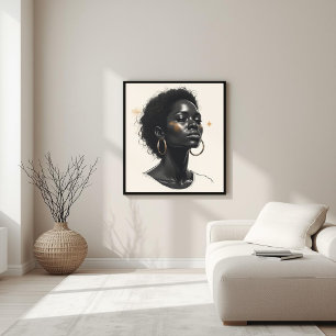 Gouden Aanwezigheid – Moderne Portretkunst VI Poster