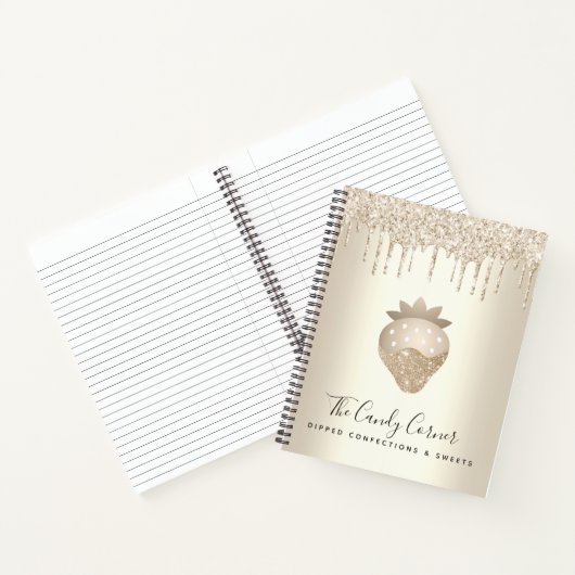 Gouden Aardbei Glitter druipt confectie snoep Notitieboek (Binnen)