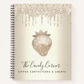 Gouden Aardbei Glitter druipt confectie snoep Notitieboek (Voorkant)
