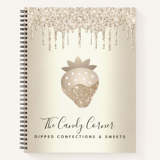 Gouden Aardbei Glitter druipt confectie snoep Notitieboek (Voorkant)