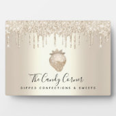 Gouden Aardbei Glitter Druppelt Chef Dessert Snoep Fotoplaat (voorkant)