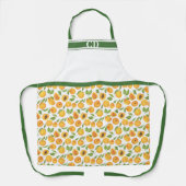 Gouden abrikozen botanische all-over print monogra schort (Voorkant)