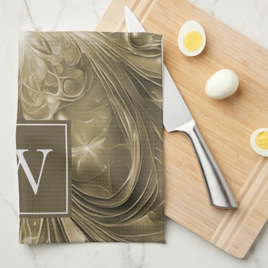 Gouden Abstract bloeien monogram handdoek (Quarter Fold)