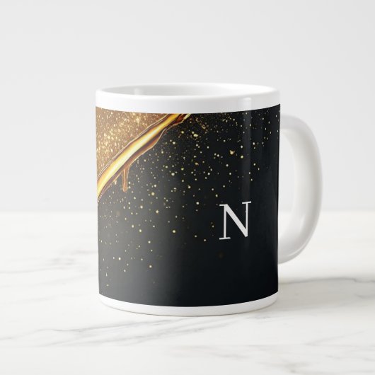 Gouden Abstract Luxe Achtergrond Grote Koffiekop (Voorkant rechts)