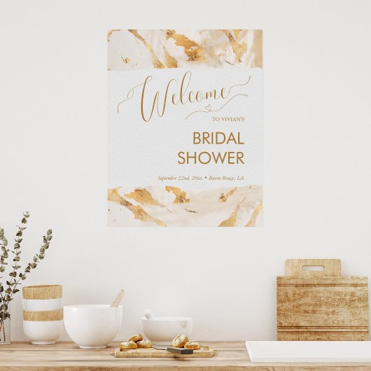 Gouden Abstract Luxe Bruiloftsshower Welkom Poster (Keuken)