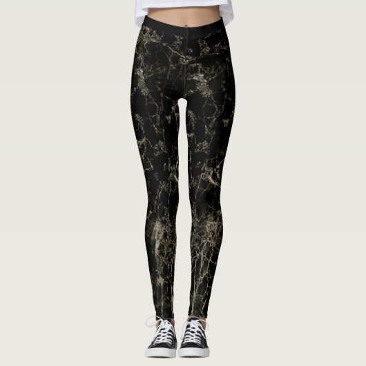 Gouden abstract marmeren textuur leggings (Voorkant)