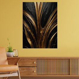 Gouden Abstract Poster | Elegante zwart goud luxe