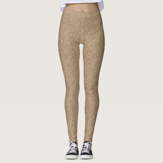 Gouden Abstract Taupe Leggings (Voorkant)
