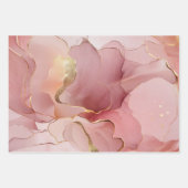 Gouden Abstracte Blos Roze Bruiloftfeest Inpakpapier Vel (Voorkant 3)