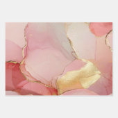Gouden Abstracte Blos Roze Bruiloftfeest Inpakpapier Vel (Voorkant 2)