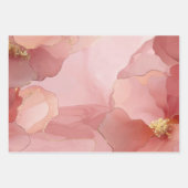 Gouden Abstracte Blos Roze Bruiloftfeest Inpakpapier Vel (Voorkant)