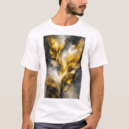 Gouden Abstracte Botanische Muurkunst T-shirt