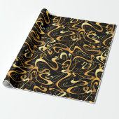 Gouden Abstracte Draaiingspatroon Cadeaupapier (Uitgerold)