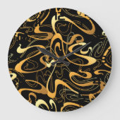 Gouden Abstracte Draaiingspatroon Grote Klok (Voorkant)