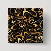 Gouden Abstracte Draaiingspatroon Vierkante Button 5,1 Cm (Voorkant)
