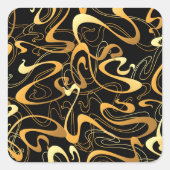 Gouden Abstracte Draaiingspatroon Vierkante Sticker (Voorkant)